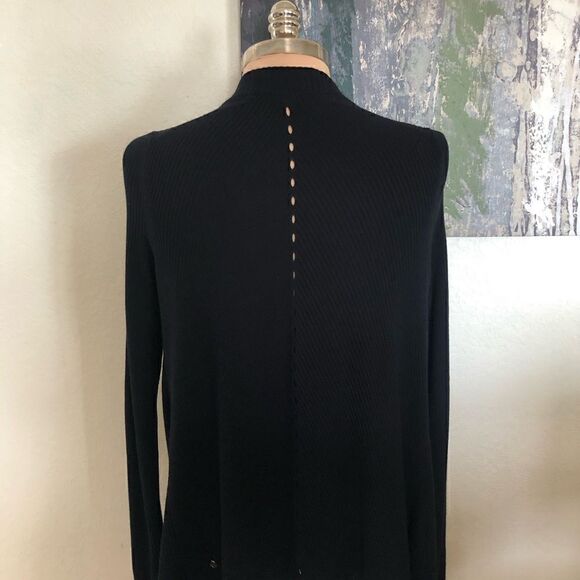Lululemon Ribbed Knit Draped Open Front Cardigan Sweater Black - Picture 2 of 8